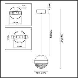 Подвесной светильник ODEON LIGHT 5036/12L RONI LED 12 античная бронза/прозрачн/молочный модерн