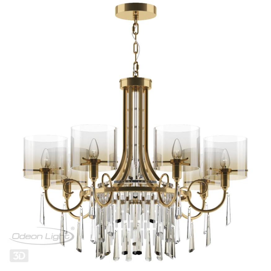 Люстра ODEON LIGHT EXCLUSIVE 4886/7 Nicole в классическом стиле бронзовый/янтарный/прозрачный 40W