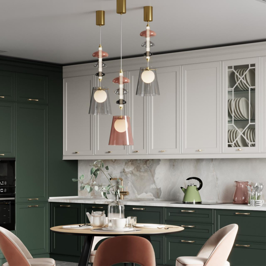 Подвес ODEON LIGHT EXCLUSIVE 5411/18LA Amore неоклассика бронзовый/бордовый/серый/белый матовый 18W