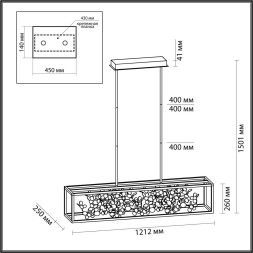 Люстра ODEON LIGHT 5065/65L BILD LED 65W матовый черный/золотой модерн