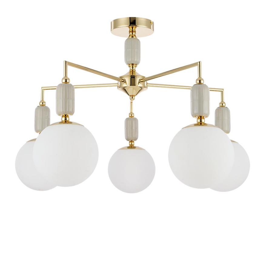 Люстра потолочная LUMION 6580/5C VIVIEN в классическом стиле французское золото, серый, белый 5x40W