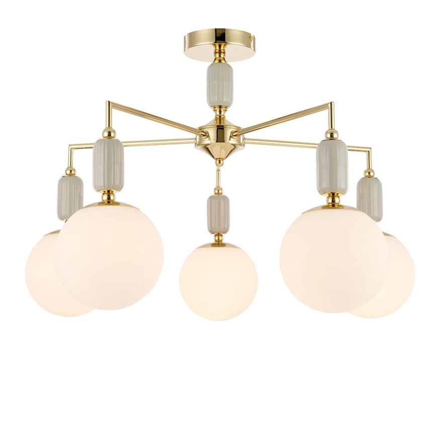 Люстра потолочная LUMION 6580/5C VIVIEN в классическом стиле французское золото, серый, белый 5x40W