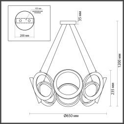 Люстра LUMION 5672/65L AIKO LED 65W золотой модерн