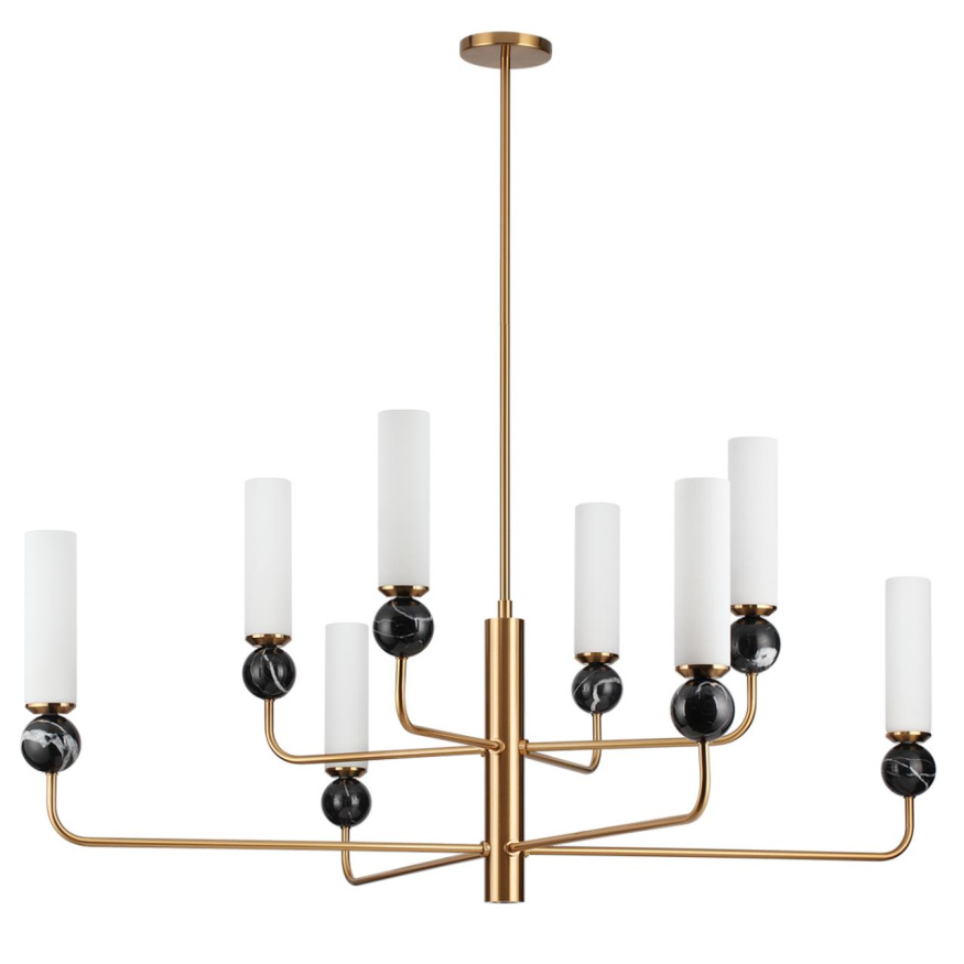 Люстра ODEON LIGHT 4361/8 LOLLA неоклассика, минимализм, модерн под латунь/черный 8x40W