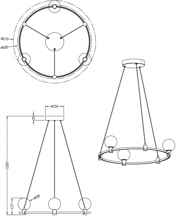 Подвесная люстра Urban FR4005PL-03B Freya LED 3000K Хай-Тек
