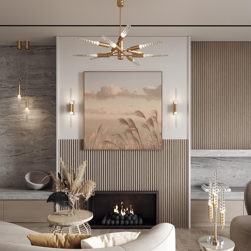 Настольная лампа ODEON LIGHT EXCLUSIVE 5449/9TL KOLOS сатинированная латунь/прозрачный 3x3W