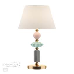 Настольная лампа ODEON LIGHT EXCLUSIVE 4861/1TB CANDY в классическом стиле золотой/раноцветн.керамика/ткань 1x60Вт
