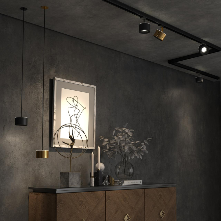 Светильник трехфазный трековый LED с переключателем цветовой температуры NOVOTECH 358977 GIRO черный 12Вт+3Вт