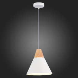 SLE125103-01 Светильник подвесной Белый/Белый, Светлое дерево E27 1*60W MODICA EVOLUCE