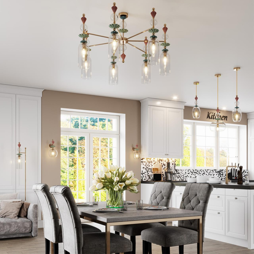 Люстра потолочная ODEON LIGHT EXCLUSIVE 4855/3C BIZET в классическом стиле золото/разноцветный 3x40W