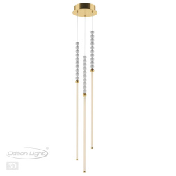Подвесной светильник ODEON LIGHT 6639/33L MONELLA модерн металл/античная бронза/белые бусы из акрила 33W
