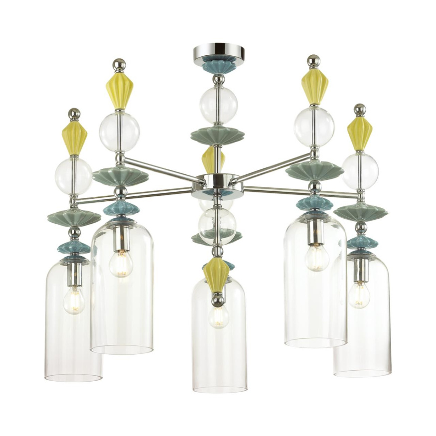 Люстра ODEON LIGHT EXCLUSIVE 4893/5C BIZET E14 5x40W хром/раноцветн./керамика/стекло классический