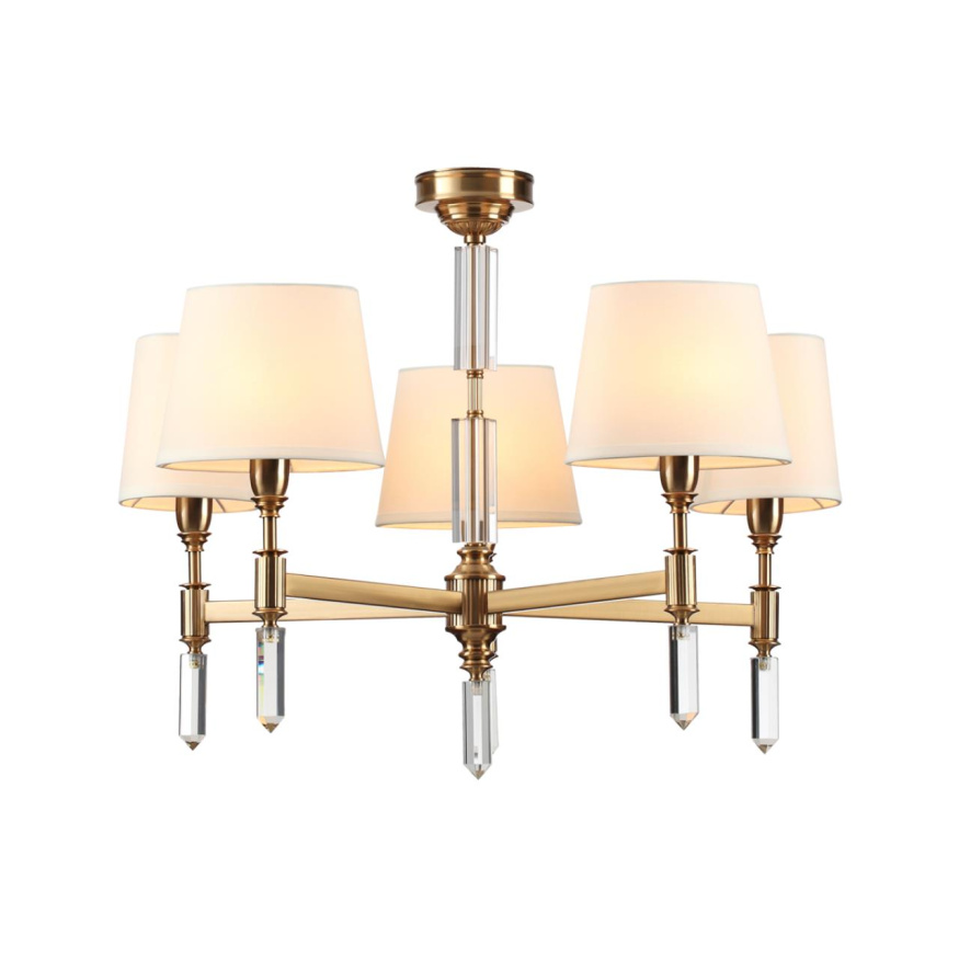 Люстра ODEON LIGHT EXCLUSIVE 4894/5 LONDON в классическом стиле бронзовый/белый/абажур ткань 5x40W