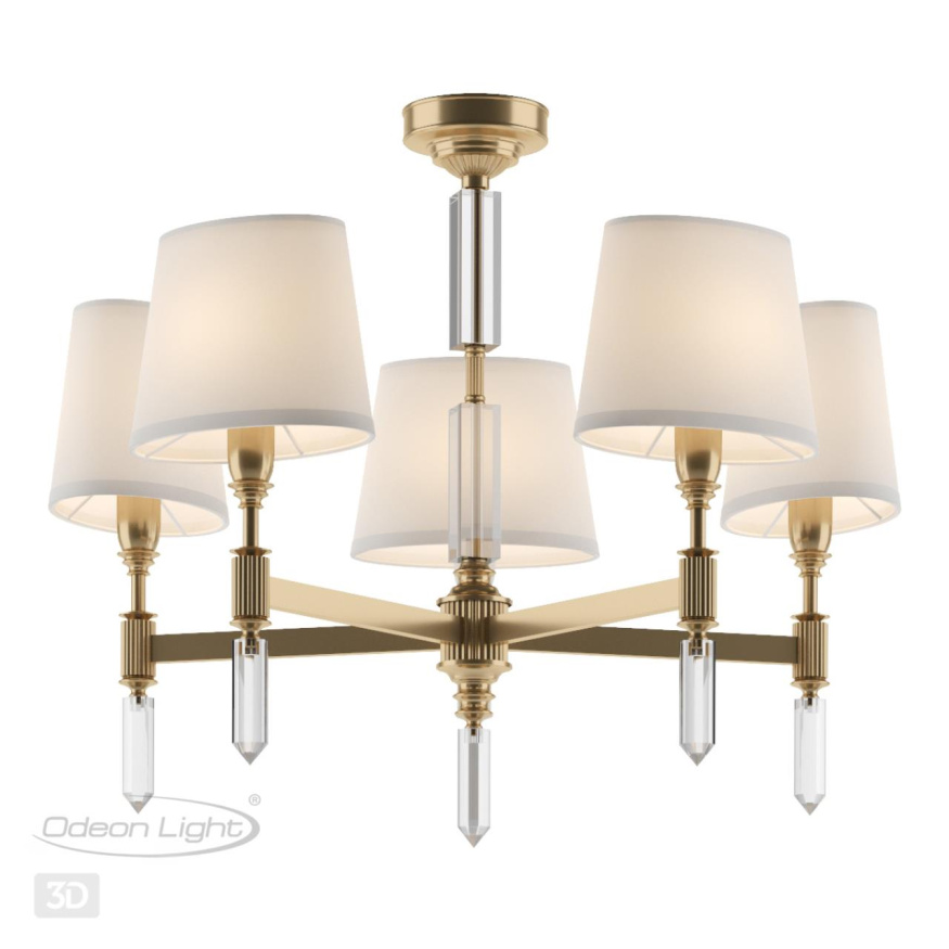 Люстра ODEON LIGHT EXCLUSIVE 4894/5 LONDON в классическом стиле бронзовый/белый/абажур ткань 5x40W