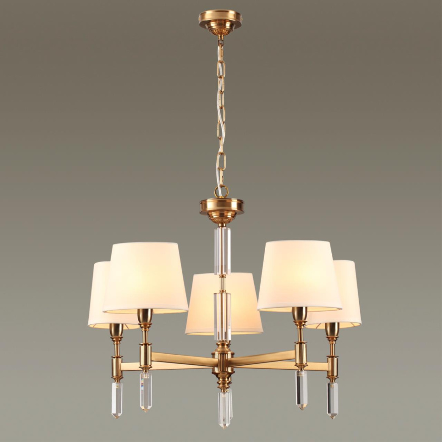 Люстра ODEON LIGHT EXCLUSIVE 4894/5 LONDON в классическом стиле бронзовый/белый/абажур ткань 5x40W