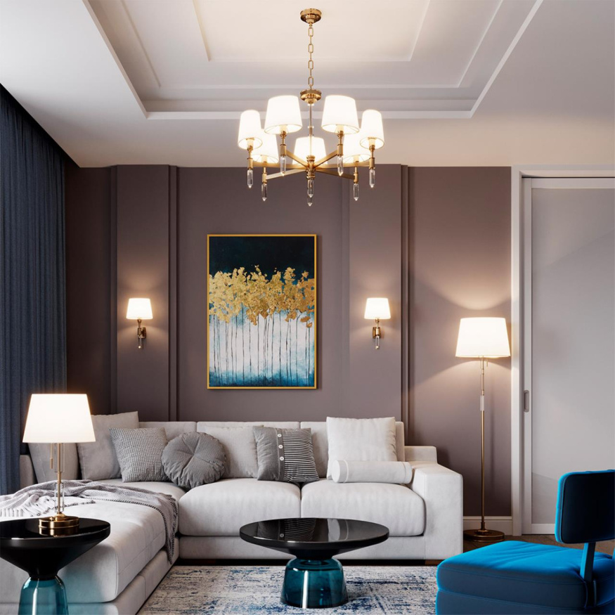 Люстра ODEON LIGHT EXCLUSIVE 4894/5 LONDON в классическом стиле бронзовый/белый/абажур ткань 5x40W