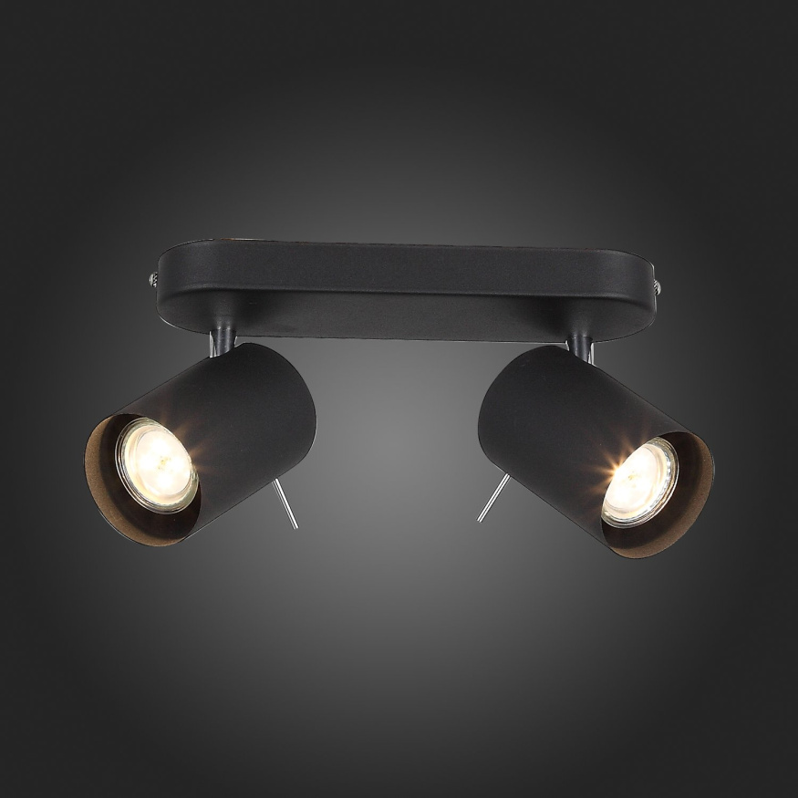 SL597.401.02 Спот ST-Luce Черный, Хром/Черный GU10 LED 2*3W Потолочные светильники ST LUCE