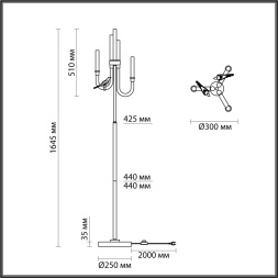 Торшер ODEON LIGHT EXCLUSIVE 5431/12FL LARK неоклассика золотой (под латунь) 12Вт