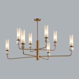 Люстра ODEON LIGHT 4359/8 LOLLA неоклассика, минимализм, модерн под латунь/белый 8x40W