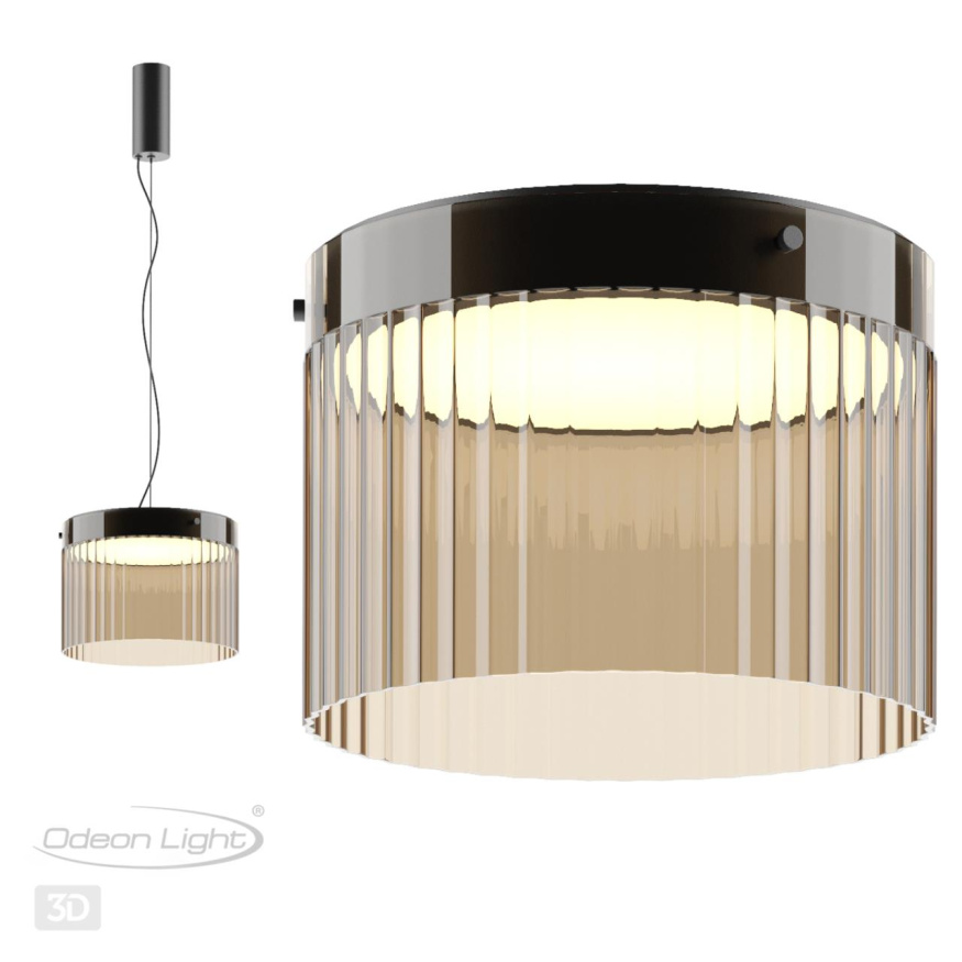 Потолочный светильник ODEON LIGHT 5047/24LC PILLARI модерн черный/светл.янтарный 24W