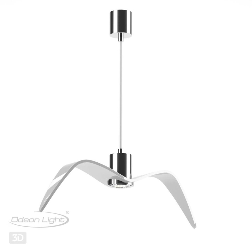 Подвес ODEON LIGHT 4903/1C BIRDS модерн белый/хром/стекло 1x5W