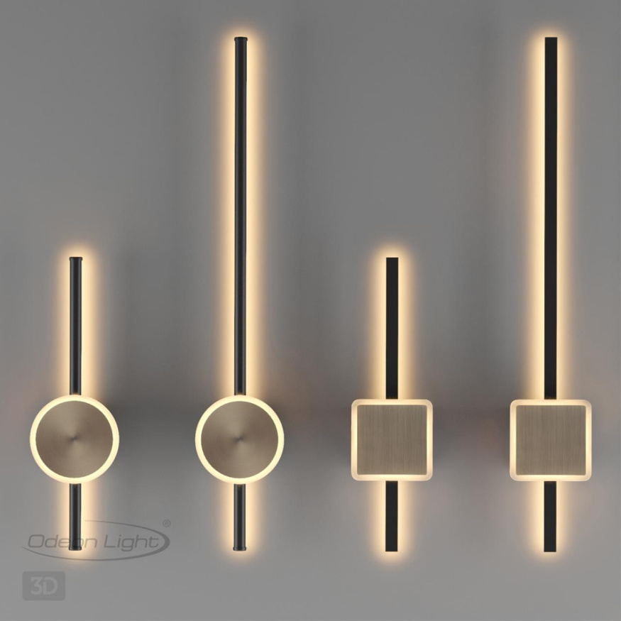 Настенный с лучами ODEON LIGHT 4256/18WL STILO хай-тек черный/антич.бронза 18W