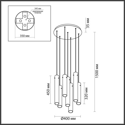 Люстра каскадная ODEON LIGHT 5061/32L SHINY LED 7*4W черный/темн.хром модерн