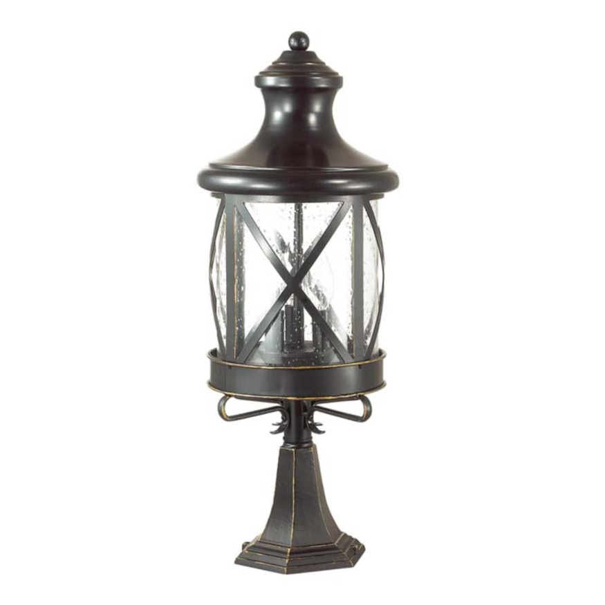 Уличный светильник на столб ODEON LIGHT 4045/3B SATION в классическом стиле черный/золотая патина 3x60W