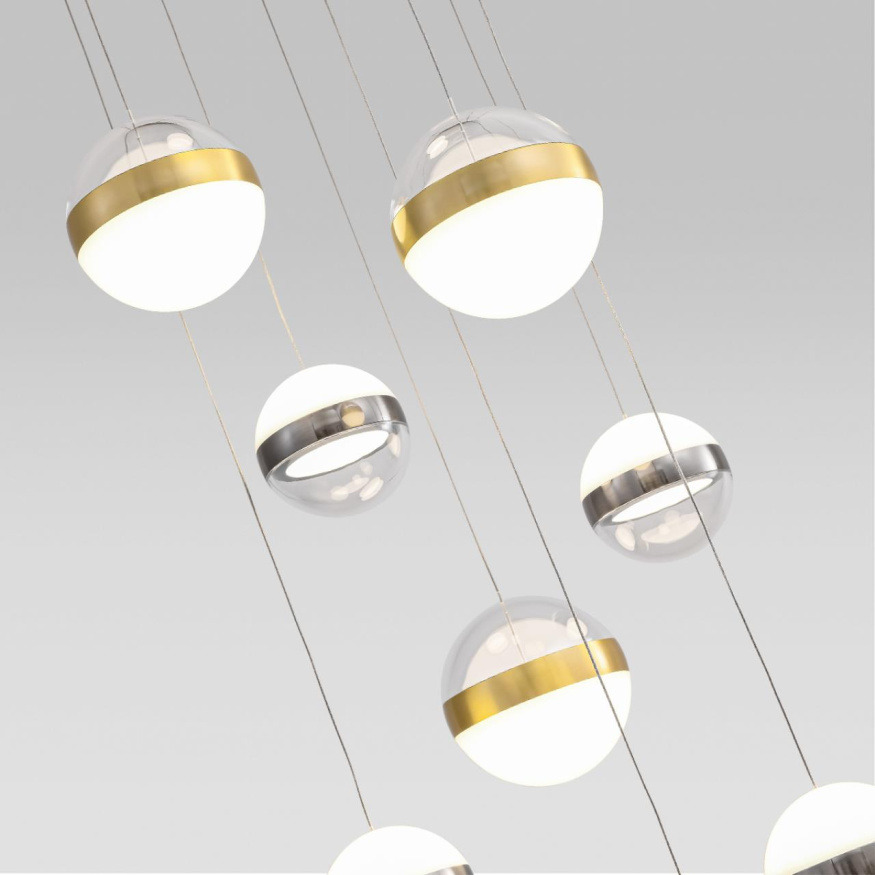 Люстра каскадная ODEON LIGHT 5037/84L RONI модерн никель/античная бронза/прозрачн/молочный 84