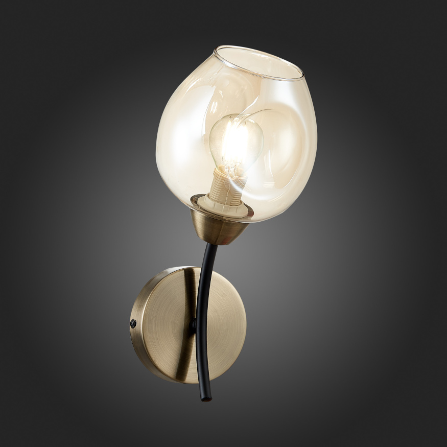 SLE205301-01 Светильник настенный Бронза, Черный/Янтарный E14 1*40W BESANO EVOLUCE