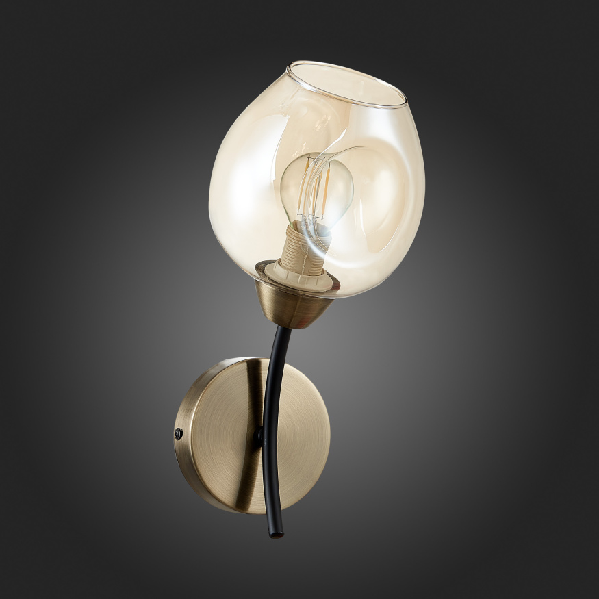 SLE205301-01 Светильник настенный Бронза, Черный/Янтарный E14 1*40W BESANO EVOLUCE