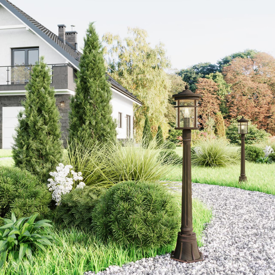 Уличный светильник 103 см ODEON LIGHT 4044/1F VIRTA в классическом стиле коричневый/патина 60W