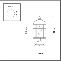 Уличный светильник на столб ODEON LIGHT 4044/1B VIRTA E27 60W коричневый/патина классический