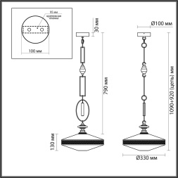 Подвес ODEON LIGHT EXCLUSIVE 5441/1 KREMA сатинированная латунь/прозрачный с белым градиентом/бежевый 6Вт