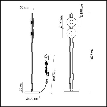 Торшер ODEON LIGHT EXCLUSIVE 5407/23FL MAGNET LED 23W черный/золотой хай-тек