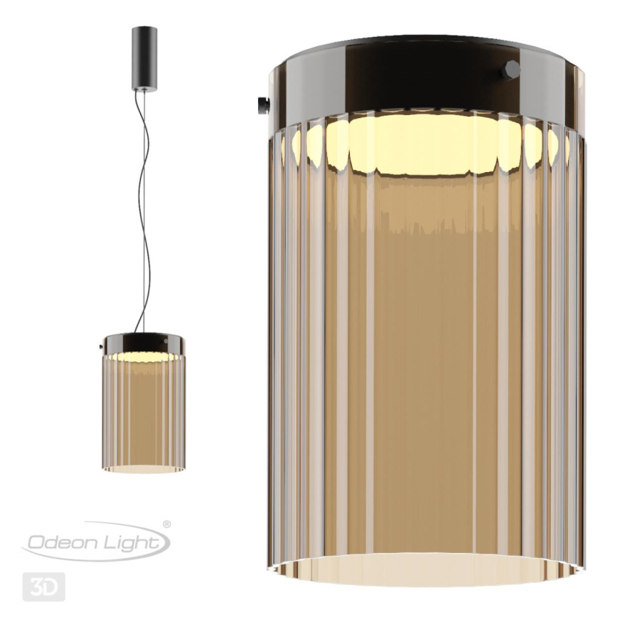 Потолочный светильник ODEON LIGHT 5047/15LC PILLARI модерн черный/светл.янтарный 15W