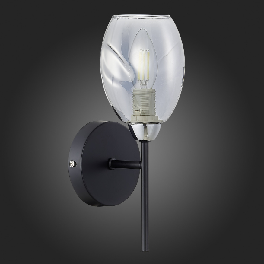 SLE155511-01 Светильник настенный Черный, Хром/Дымчатый E14 1*40W GLOA EVOLUCE