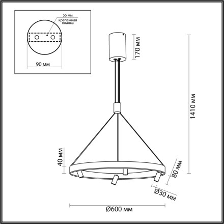 Подвесной светильник ODEON LIGHT 6683/77L BEVEREN LED 77W черный брашированный Современный