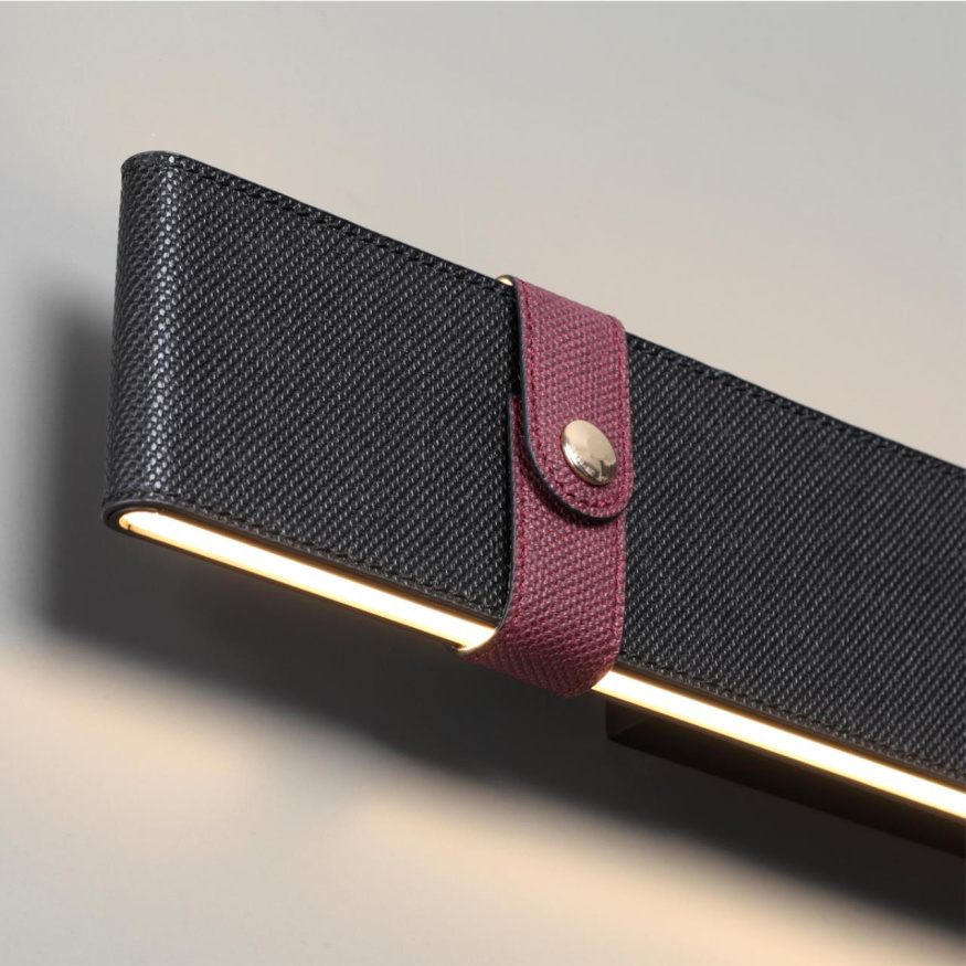 Настенный светильник ODEON LIGHT 6629/25WL VINCENT хай-тек металл/экокожа/черный/бордовый 25W