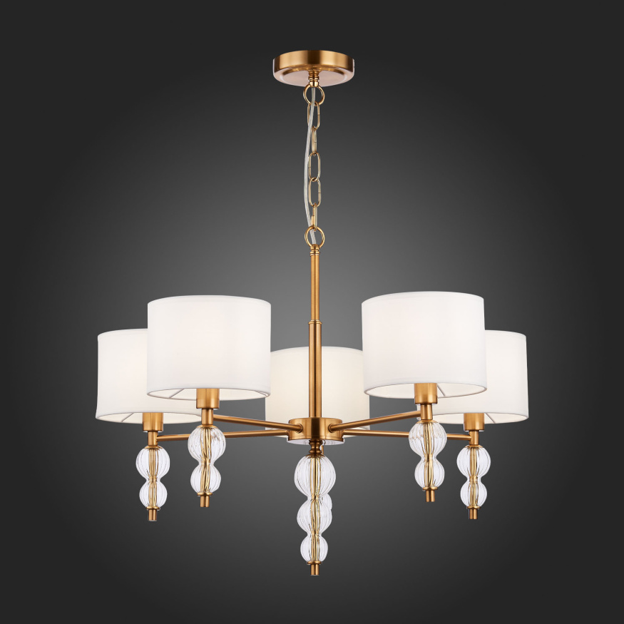 SLE105713-05 Светильник подвесной Латунь, Прозрачный/Белый E14 5*40W RAMER EVOLUCE