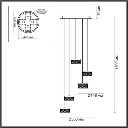 Люстра ODEON LIGHT 5032/30L FIVRE LED 30 античн.бронза/прозрачный модерн