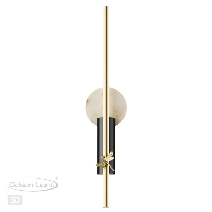 Настенный светильник ODEON LIGHT EXCLUSIVE 5413/18WL STREKOZA эклектика черный/античная бронза/алебастр 18W