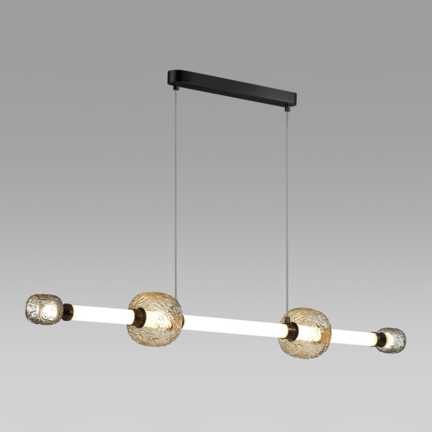 Люстра ODEON LIGHT EXCLUSIVE 5427/40L KLIFF модерн черный хром/белый/дымчатый/коньячный 40W