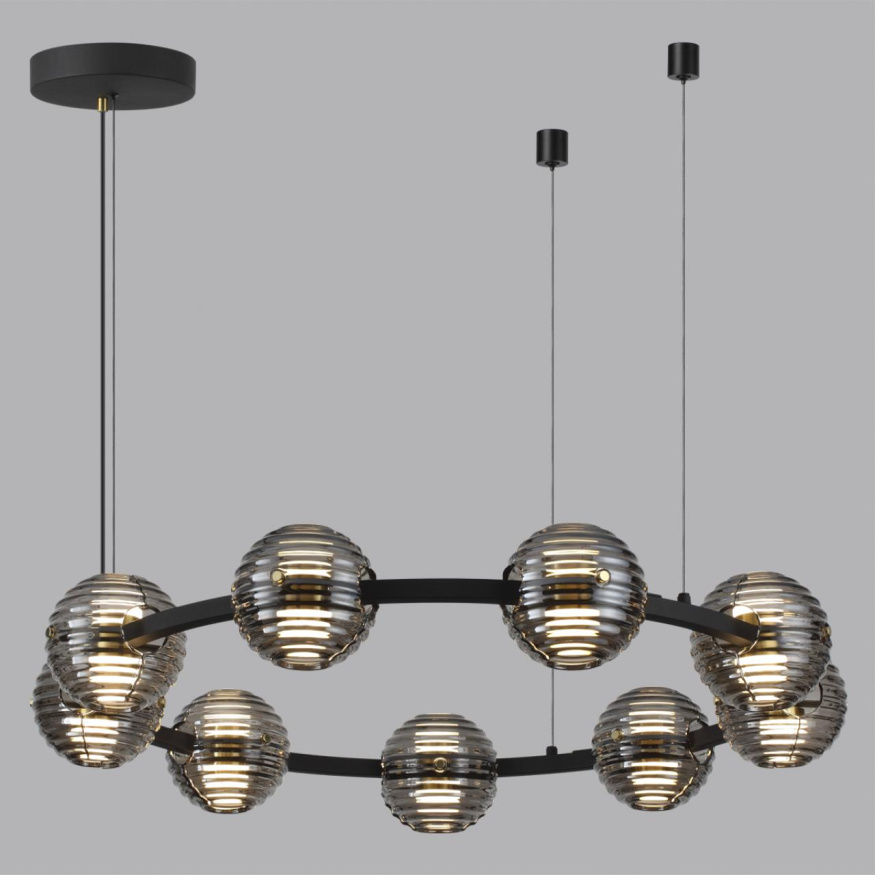 Люстра ODEON LIGHT 5041/90L TRONI модерн черн./золото/дымчатый 90W