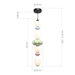 SL6134.453.01 Светильник подвесной ST-Luce черный/зеленый, розовый, синий, опаловый LED 1*32W 3000K FLORENTINI ST LUCE