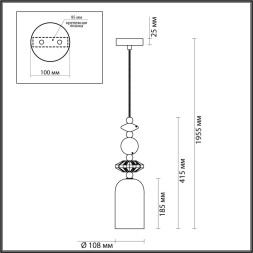 Подвес ODEON LIGHT EXCLUSIVE 4861/1B CANDY E14 1*40W золото/разноцветный классический