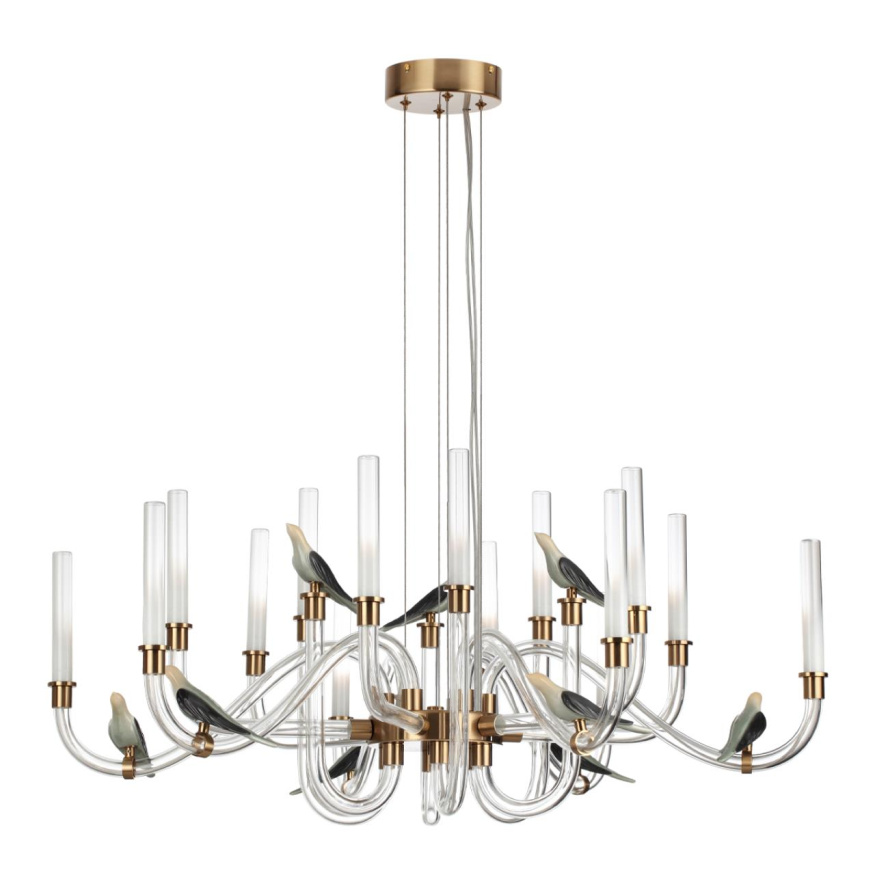 Люстра ODEON LIGHT EXCLUSIVE 5431/37L LARK неоклассика золотой (под латунь)/бежевый/зеленый/белый градиент 37