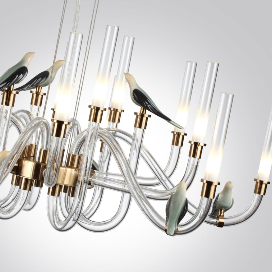 Люстра ODEON LIGHT EXCLUSIVE 5431/37L LARK неоклассика золотой (под латунь)/бежевый/зеленый/белый градиент 37