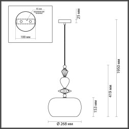 Подвес ODEON LIGHT EXCLUSIVE 4855/1A BIZET E14 1*40W золото/разноцветный классический