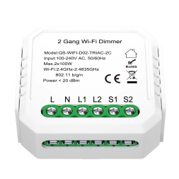 ST9000.500.02CDIM WI-FI диммируемое реле 2 канала 2x100W, IP20, L46xW46xH18, 230V, Белый AROUND ST LUCE